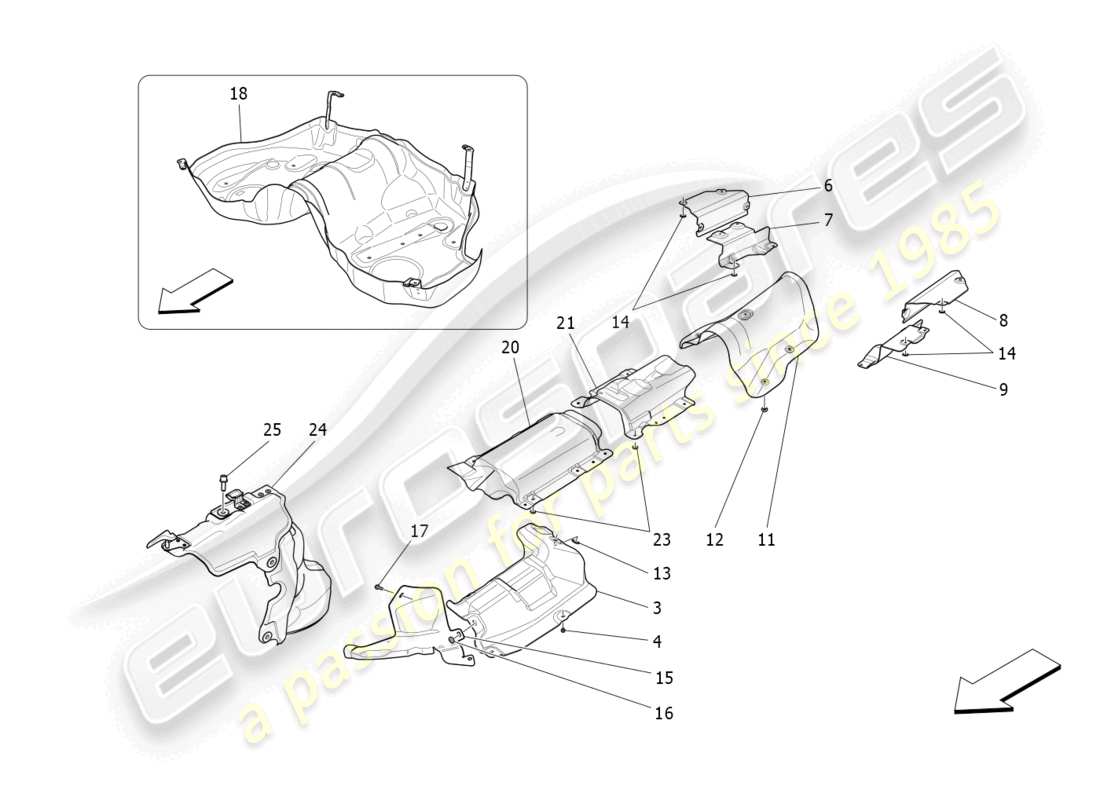 maserati ghibli fragment (2022) panneaux isolants thermiques schéma des pièces