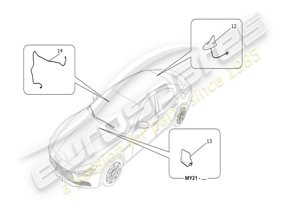 maserati ghibli (2020) système de réception et de connexion schéma des pièces