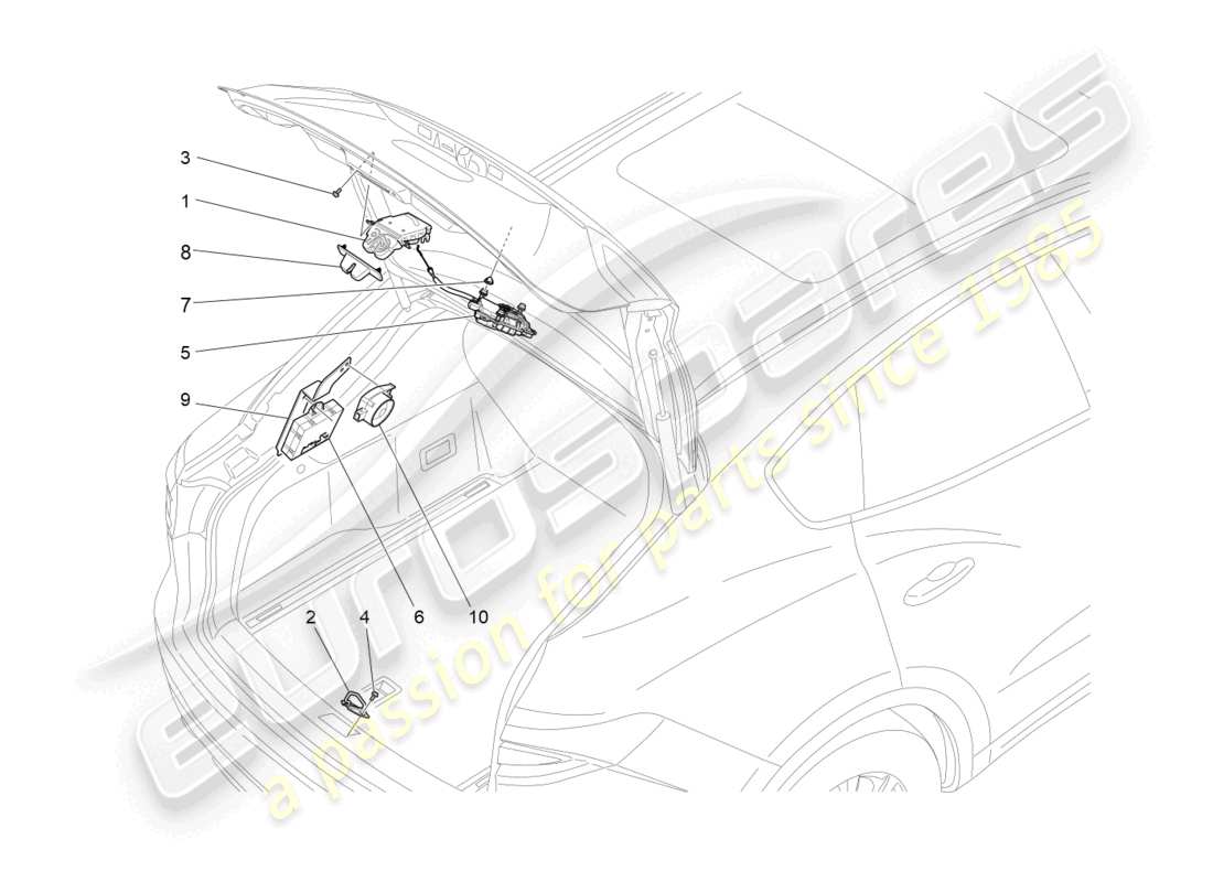 maserati levante gts (2020) commande d'ouverture du hayon arrière schéma des pièces