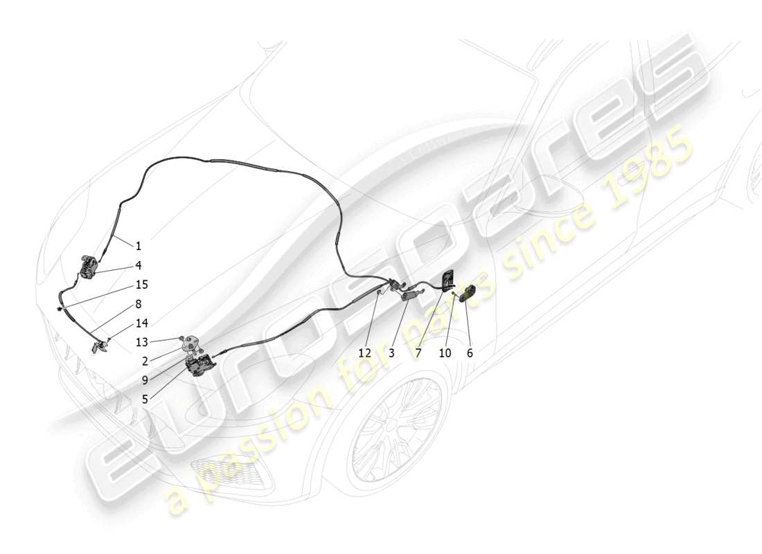 maserati grecale trofeo (2023) bouton d'ouverture du couvercle avant schéma des pièces