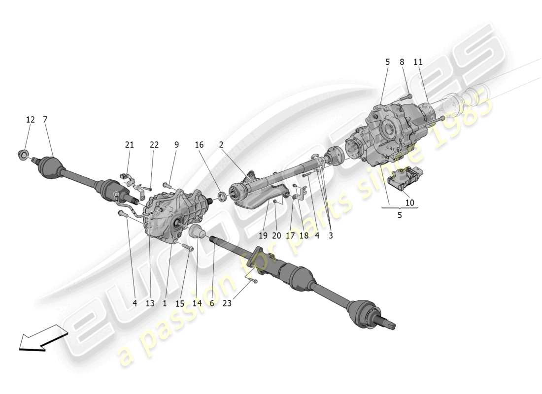maserati grecale trofeo (2023) transmission des roues avants schéma des pièces