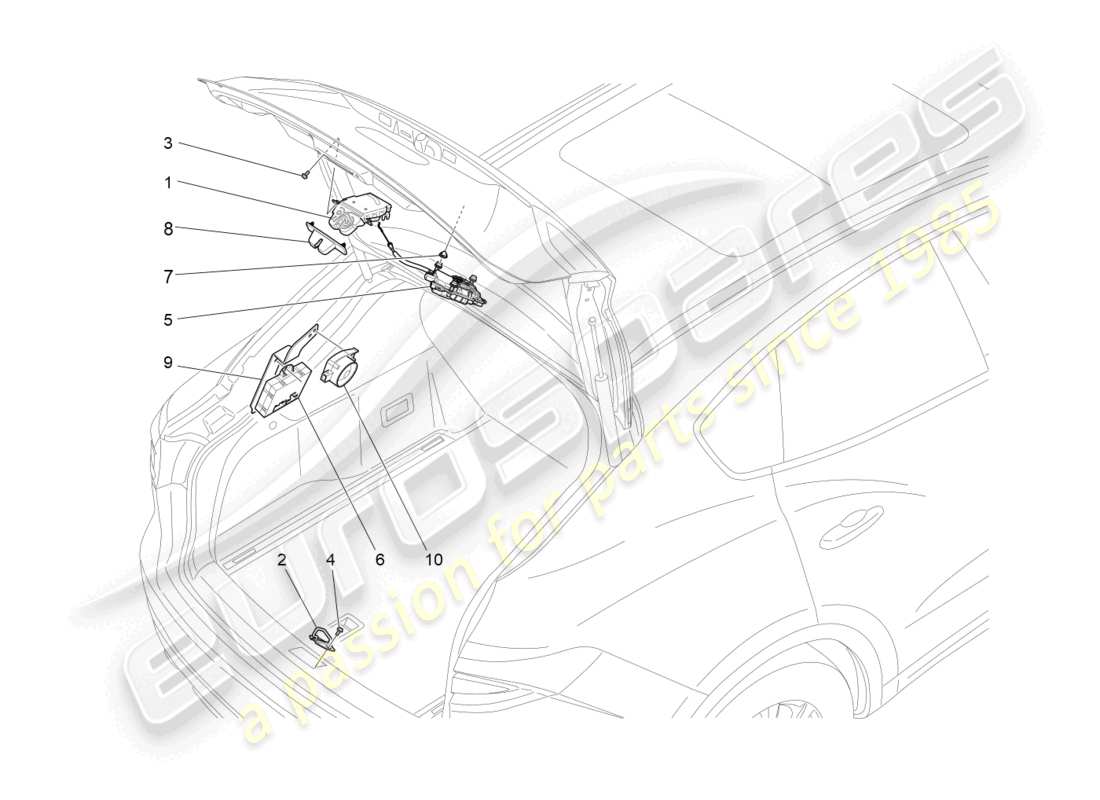 maserati levante (2018) commande d'ouverture du hayon arrière schéma des pièces