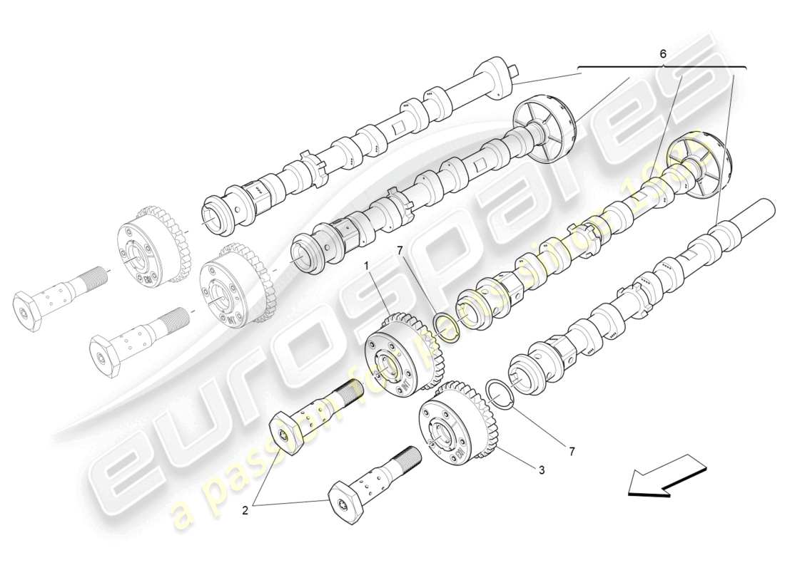 maserati levante tributo (2021) arbres à cames de culasse gauche schéma des pièces