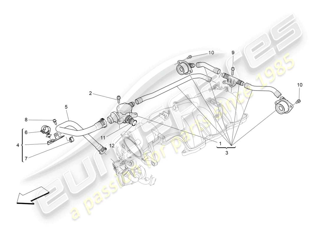 maserati levante (2020) système de recirculation des vapeurs d'huile schéma des pièces