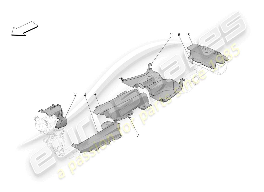 maserati grecale gt (2023) panneaux d'isolation thermique schéma des pièces