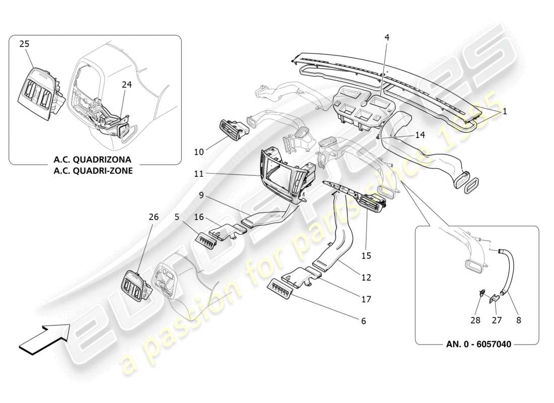 maserati levante modena (2022) unité de climatisation : diffusion schéma des pièces