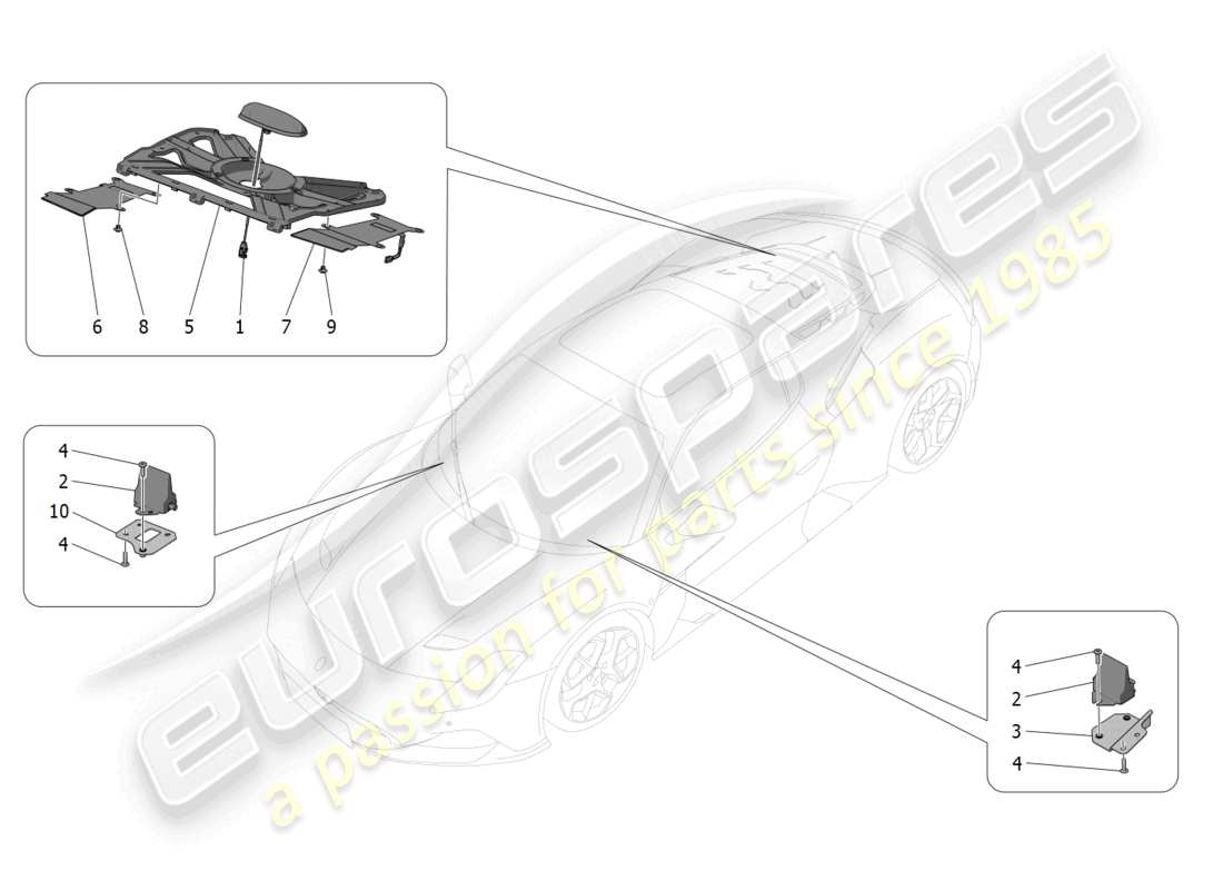 maserati mc20 (2023) schéma des pièces du système de réception et de connexion
