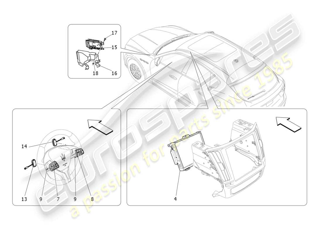 maserati levante modena (2022) diagramme des pièces du système informatique