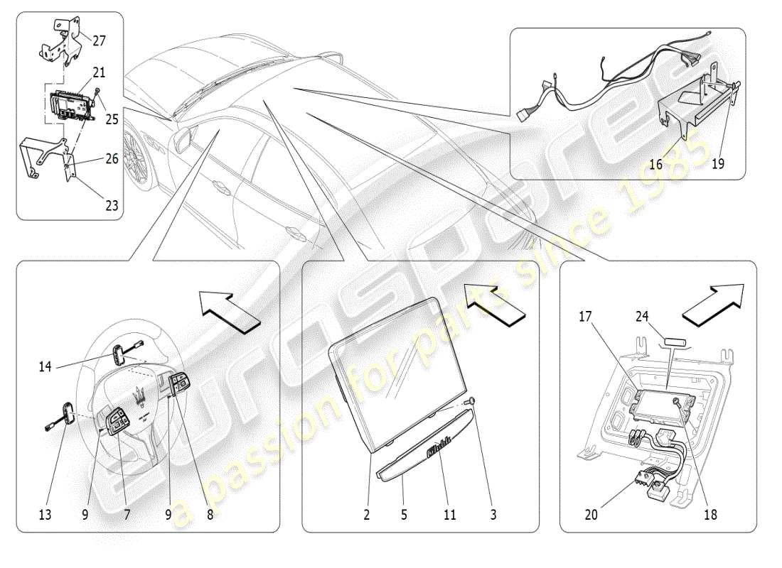 maserati ghibli (2021) diagramme des pièces du système informatique