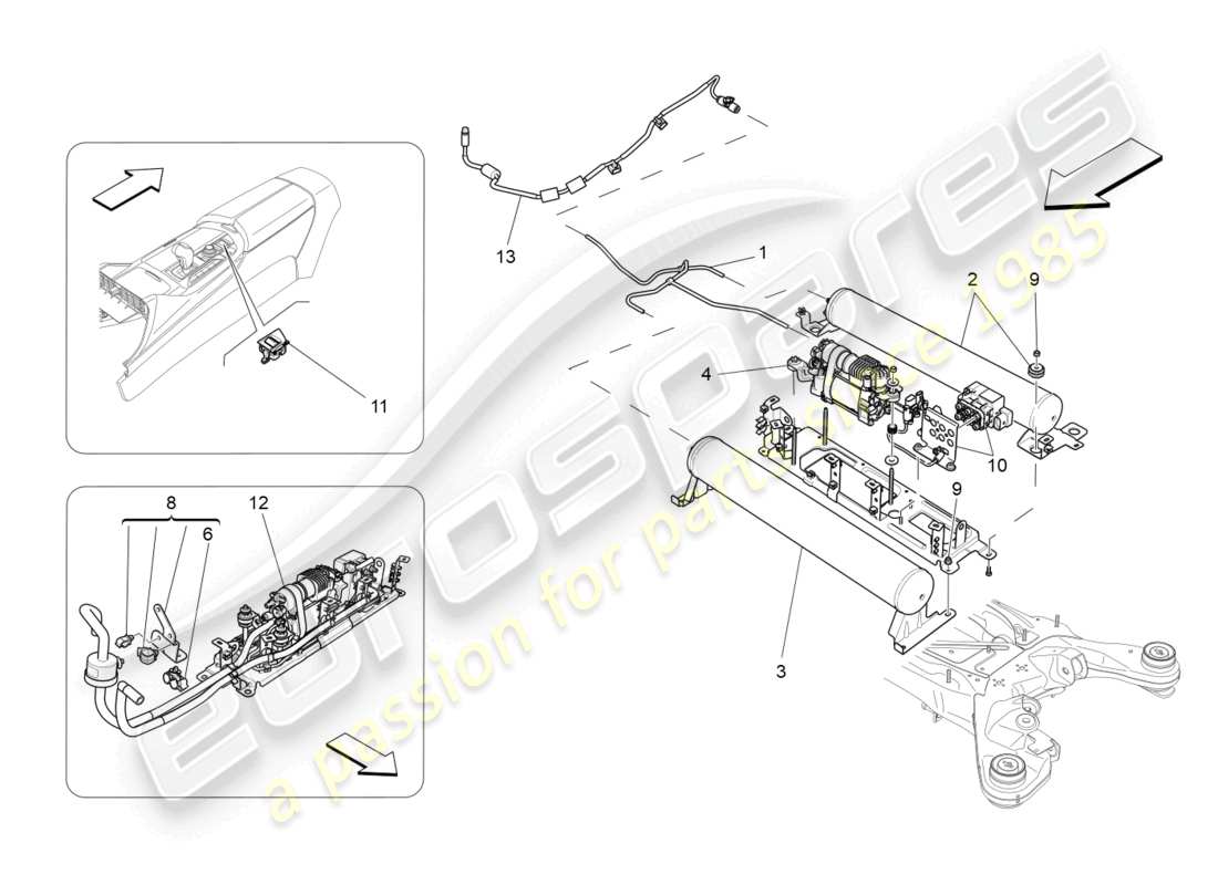 maserati levante modena (2022) système de suspension pneumatique schéma des pièces