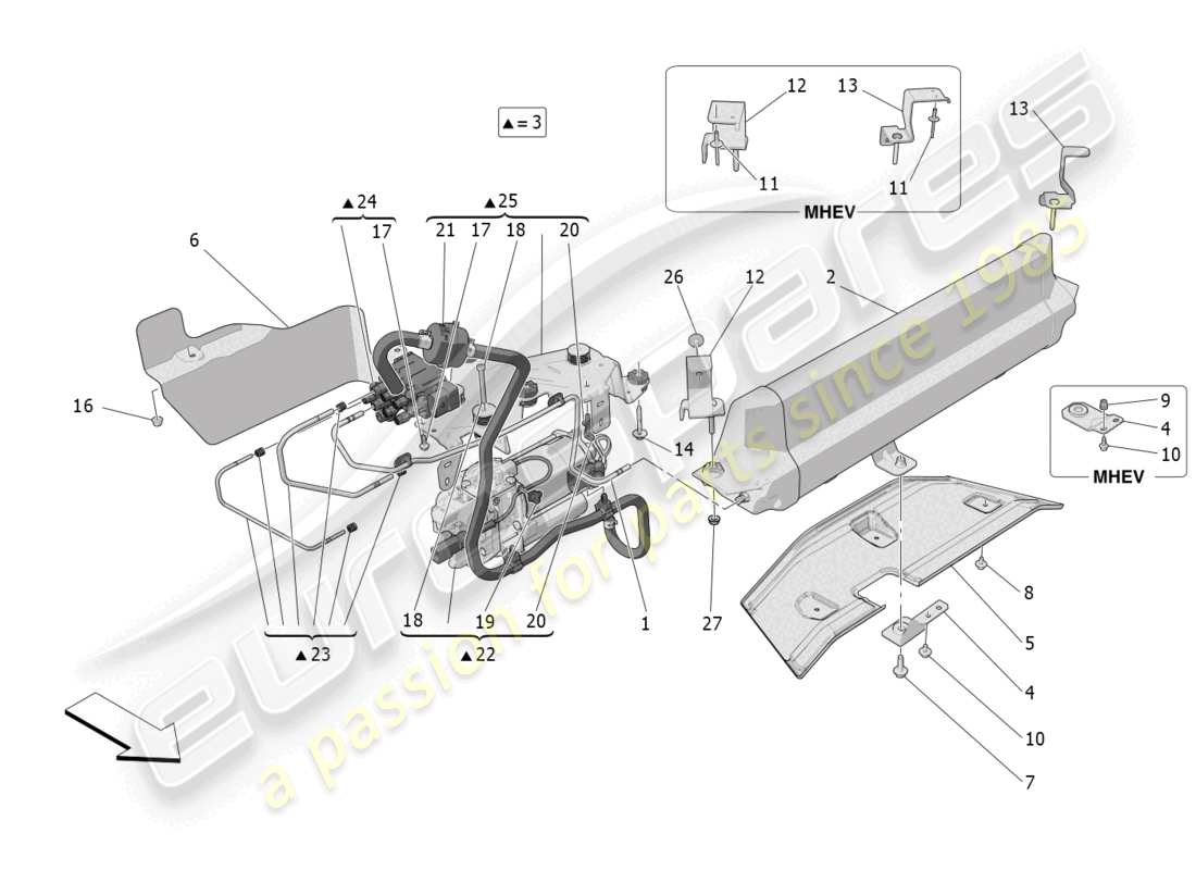 maserati grecale trofeo (2023) système de suspension pneumatique schéma des pièces
