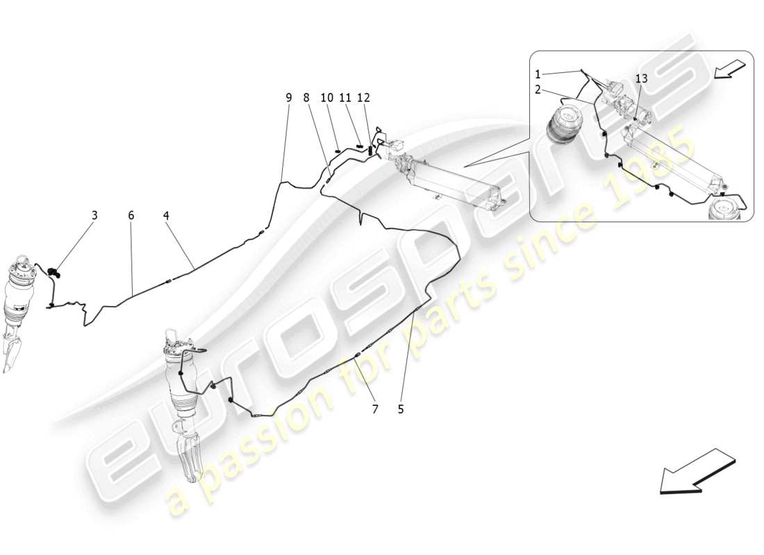 maserati grecale trofeo (2023) système de suspension pneumatique schéma des pièces