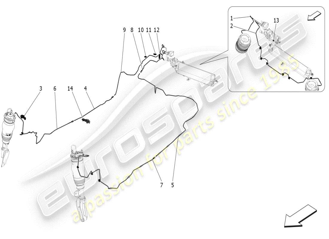 maserati grecale modena (2023) système de suspension pneumatique schéma des pièces
