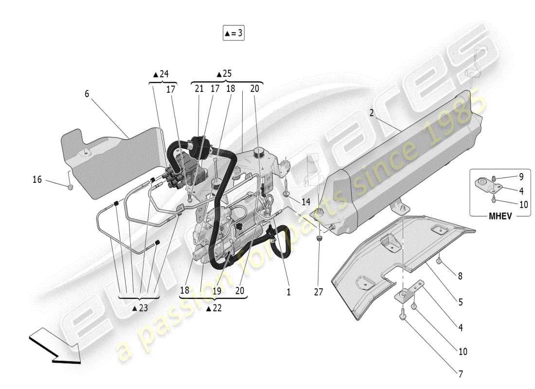 maserati grecale modena (2023) système de suspension pneumatique schéma des pièces
