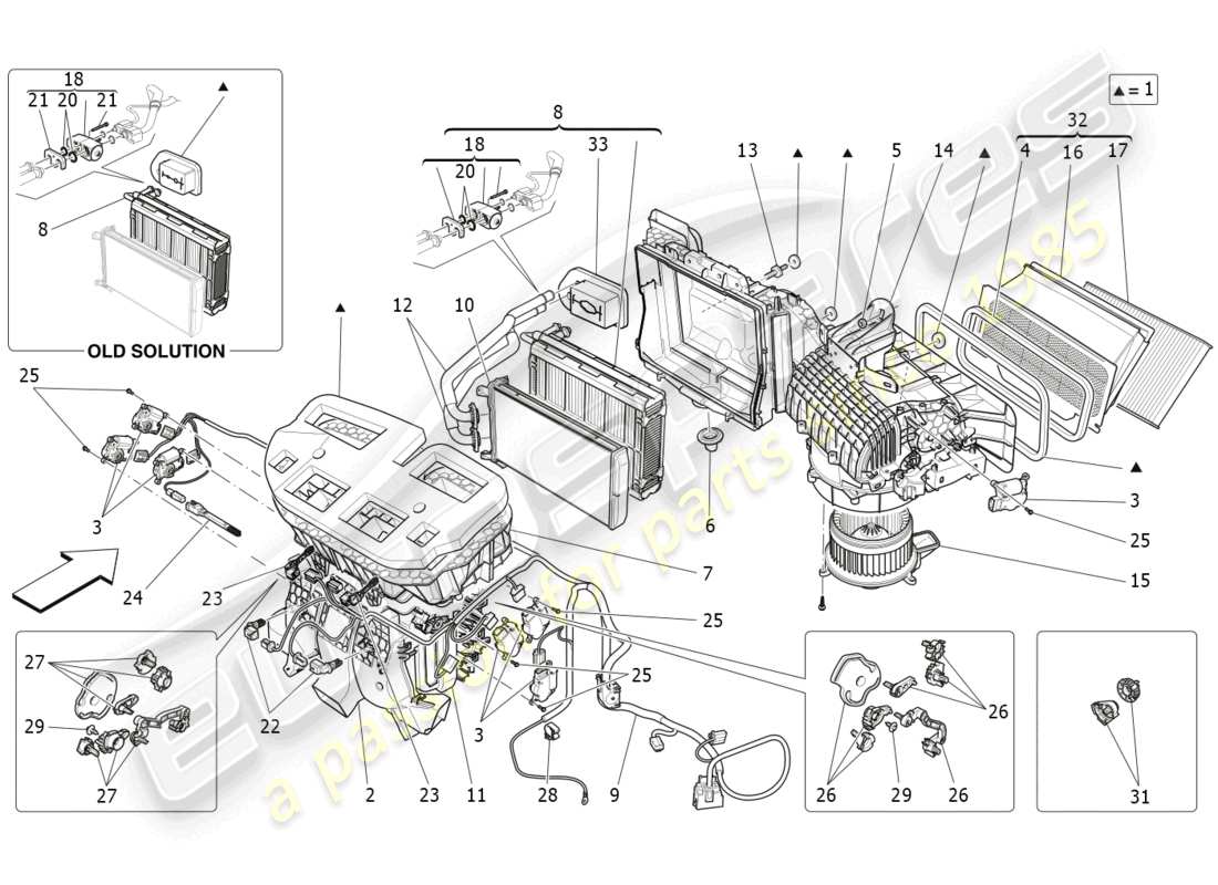 maserati levante modena (2022) unité de climatisation : appareils de tableau de bord schéma des pièces