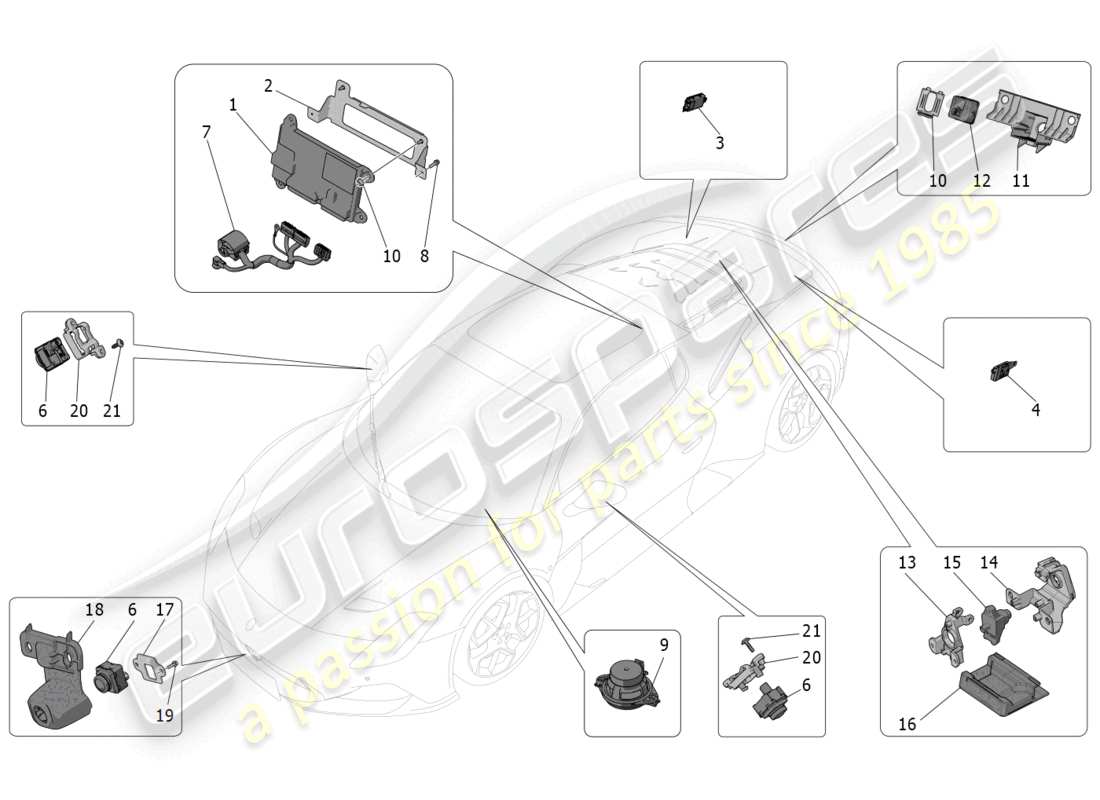 maserati mc20 (2023) diagramme des pièces du système informatique
