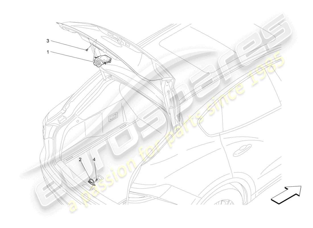 maserati levante tributo (2021) commande d'ouverture du hayon arrière schéma des pièces