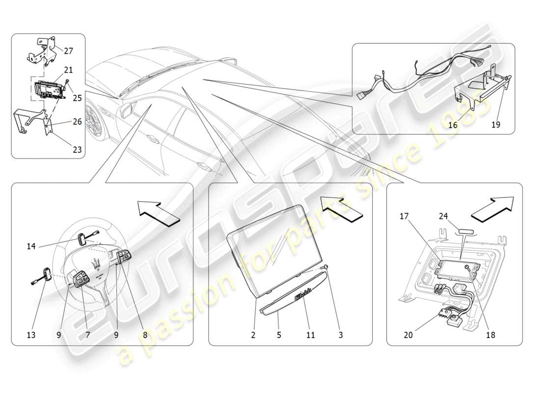 maserati ghibli fragment (2022) diagramme des pièces du système informatique