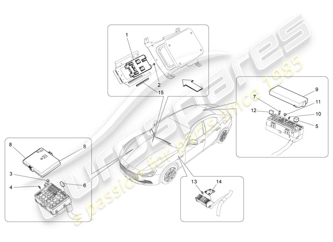 maserati ghibli fragment (2022) schéma des pièces des relais, fusibles et boîtes