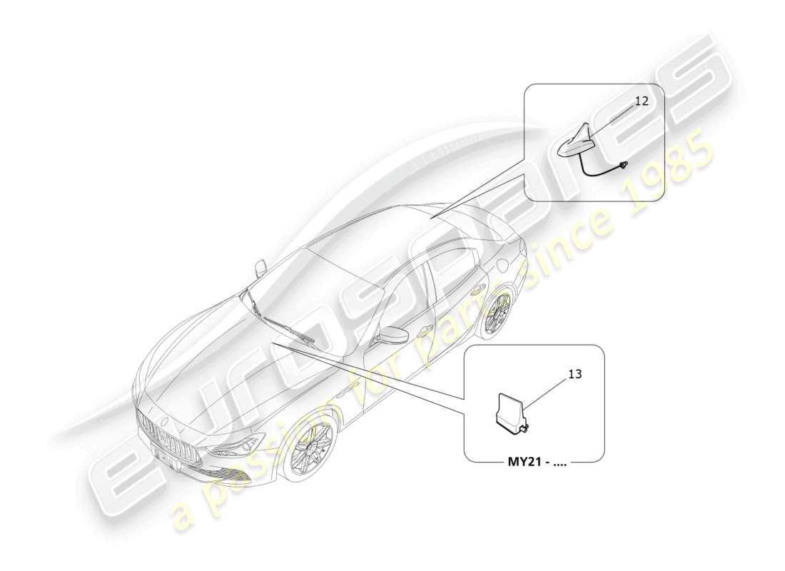 maserati ghibli fragment (2022) schéma des pièces du système de réception et de connexion