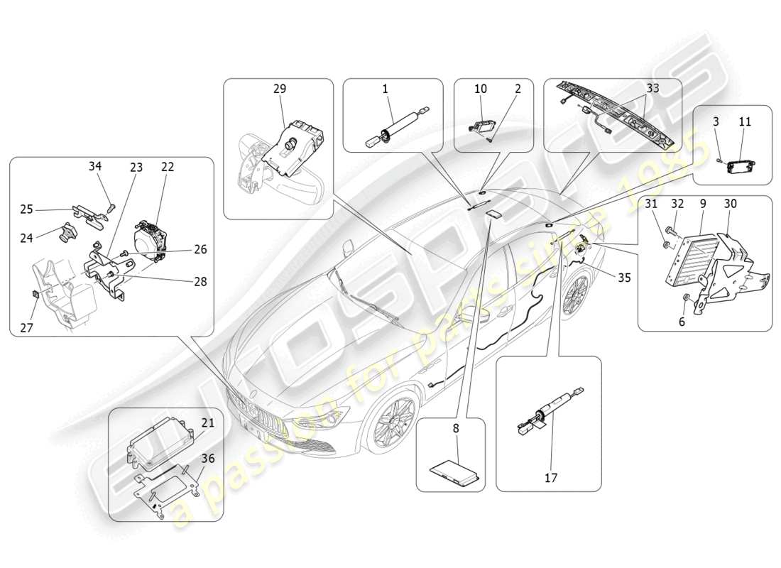 maserati ghibli fragment (2022) diagramme des pièces du système informatique