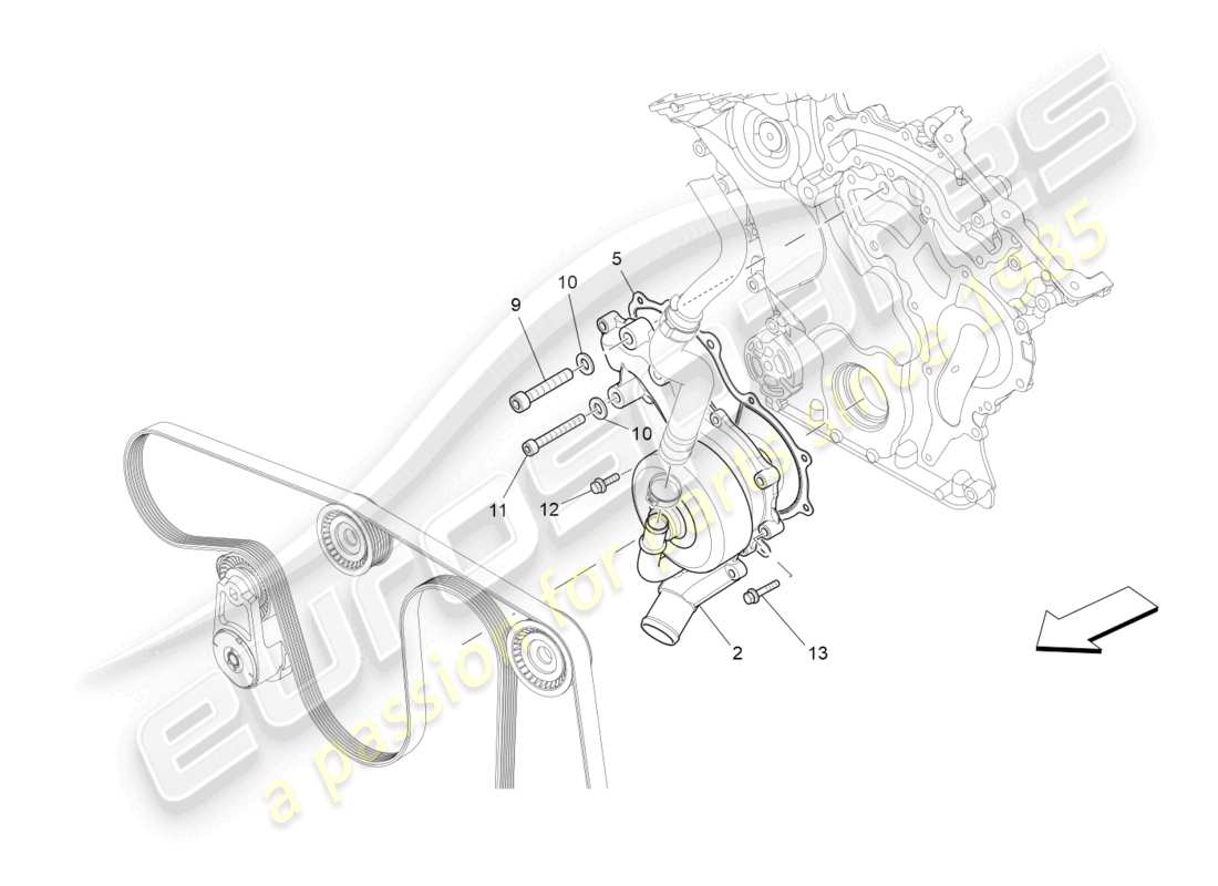 maserati levante modena (2022) système de refroidissement : pompe à eau schéma des pièces