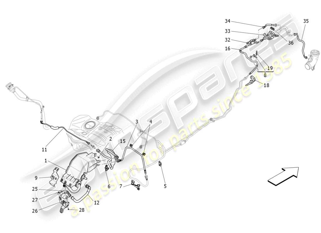 maserati levante trofeo (2020) système de recirculation des vapeurs de carburant schéma des pièces