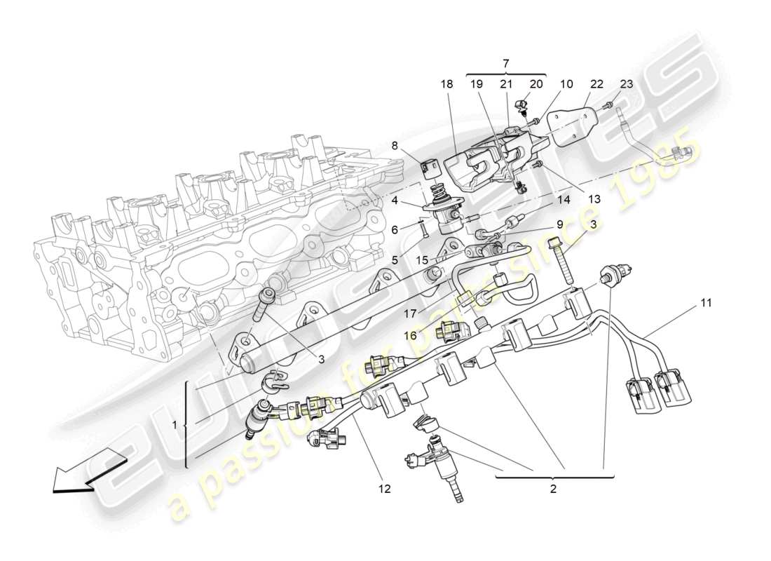 maserati ghibli fragment (2022) schéma des pièces des pompes à carburant et des conduites de connexion