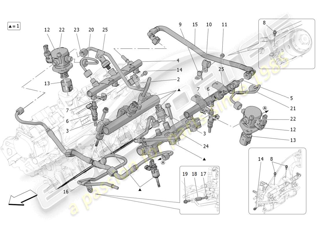 maserati mc20 (2022) schéma des pièces des pompes à carburant et des conduites de connexion
