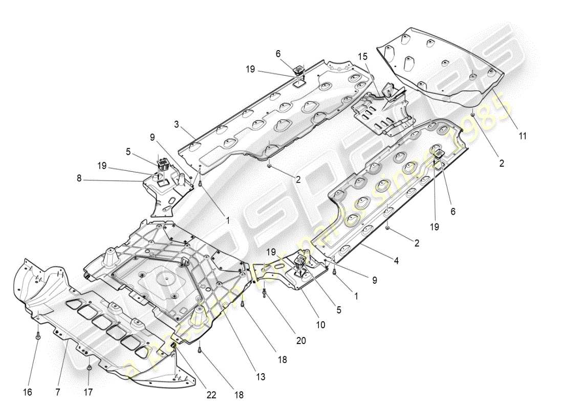 maserati ghibli (2019) schéma des pièces du soubassement et des protections de soubassement