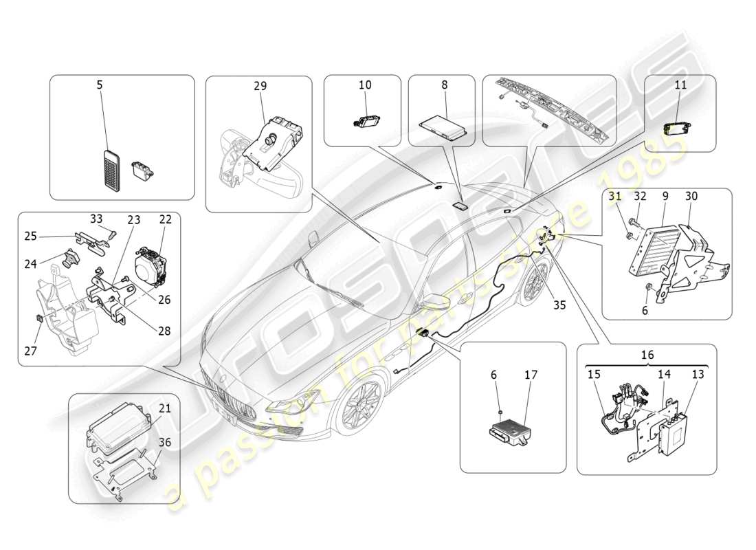 maserati quattroporte (2018) diagramme des pièces du système informatique