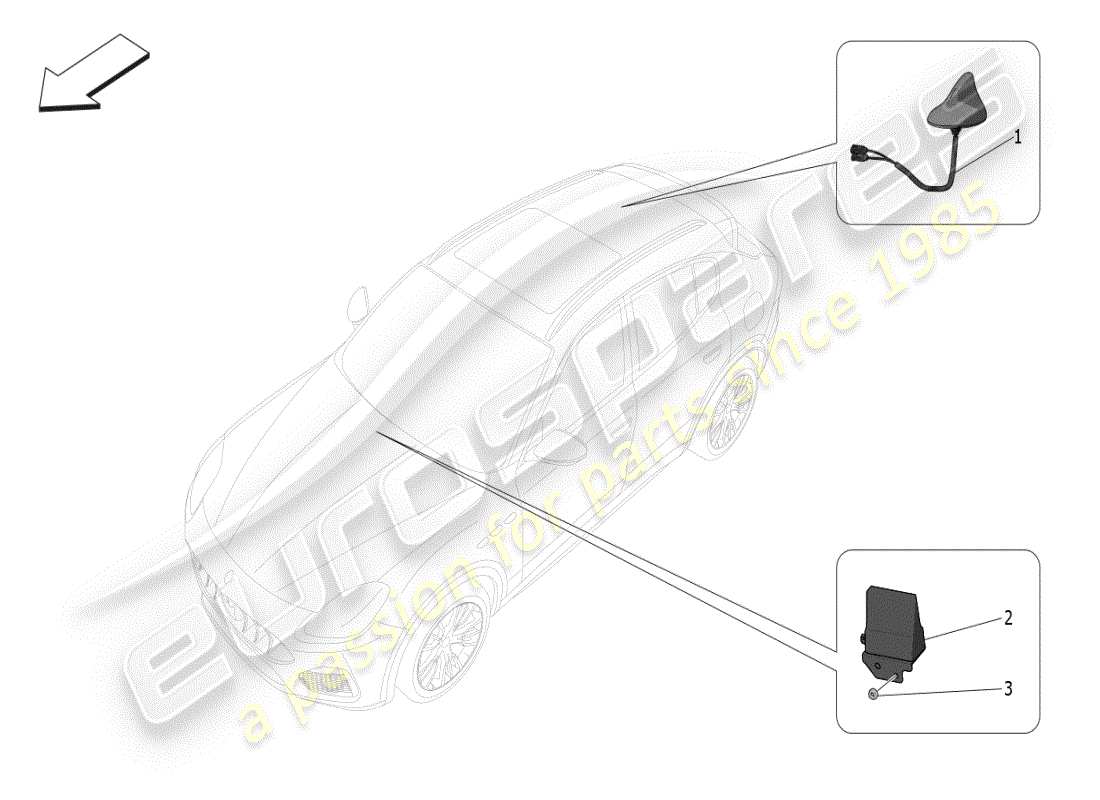 maserati grecale modena (2023) schéma des pièces du système de réception et de connexion