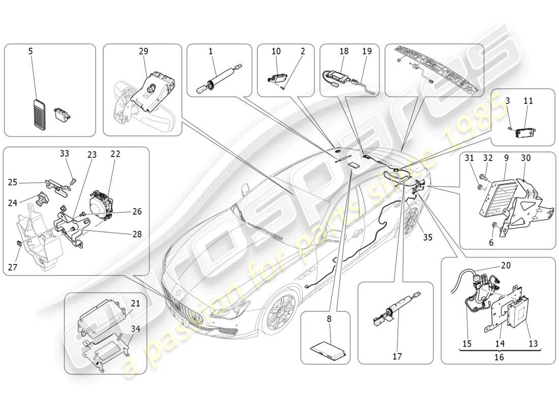 maserati quattroporte (2018) diagramme des pièces du système informatique