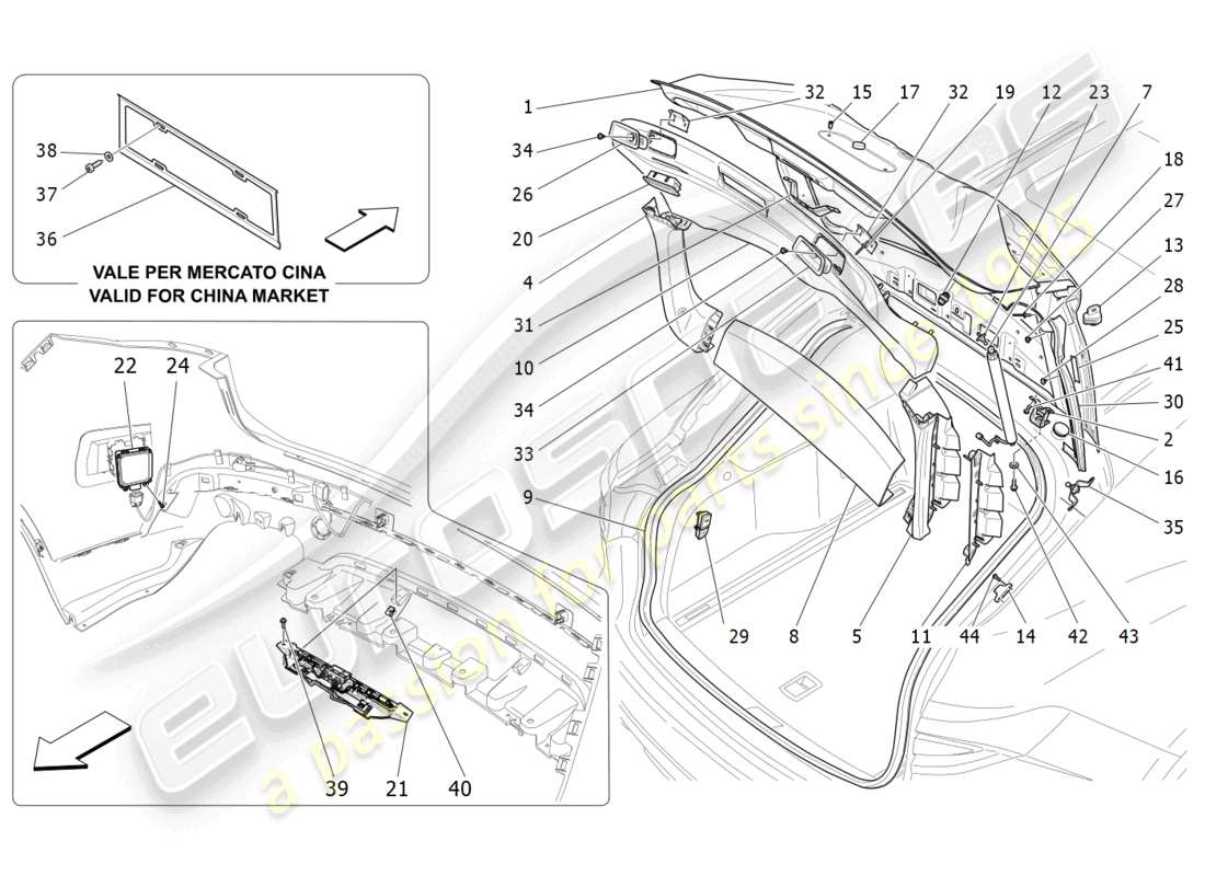 maserati levante modena (2022) schéma des pièces du hayon arrière