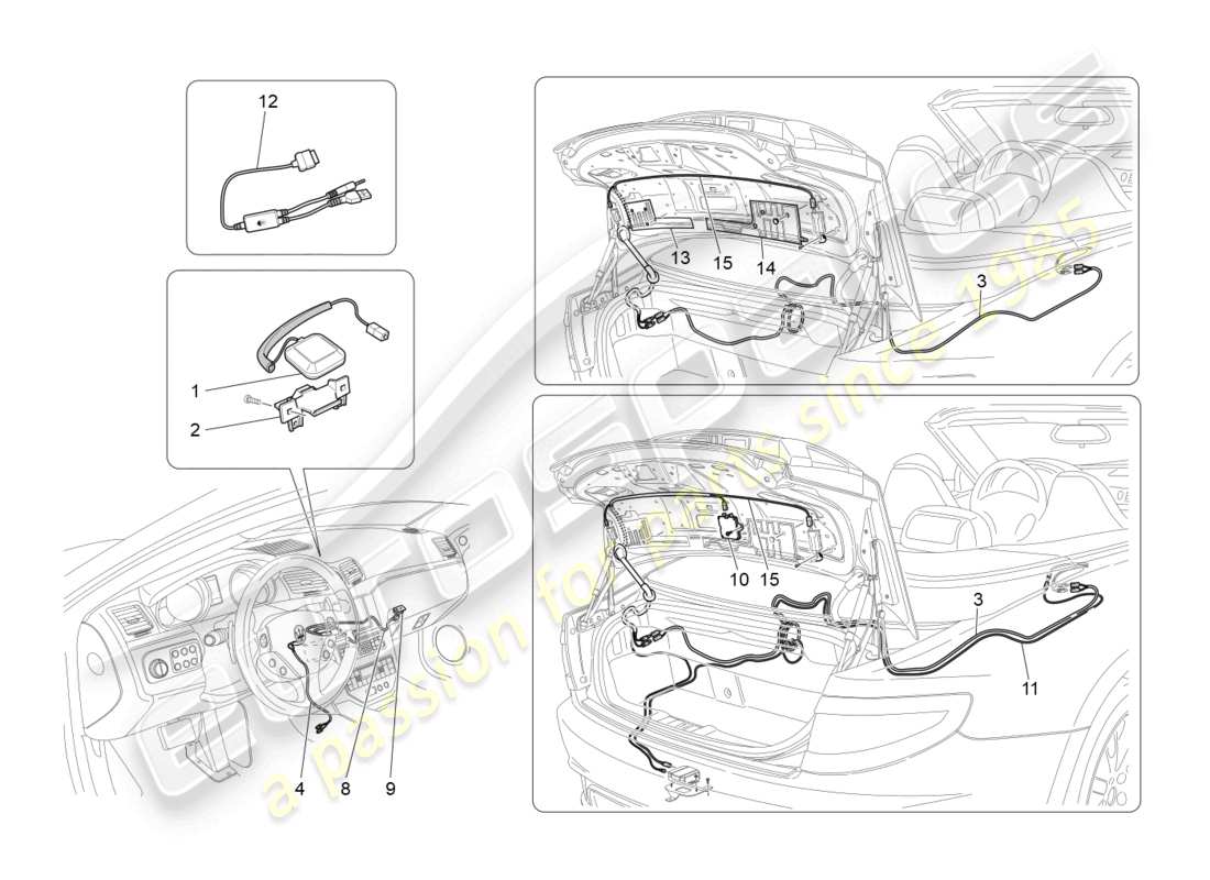 maserati grancabrio mc (2013) schéma des pièces du système de réception et de connexion