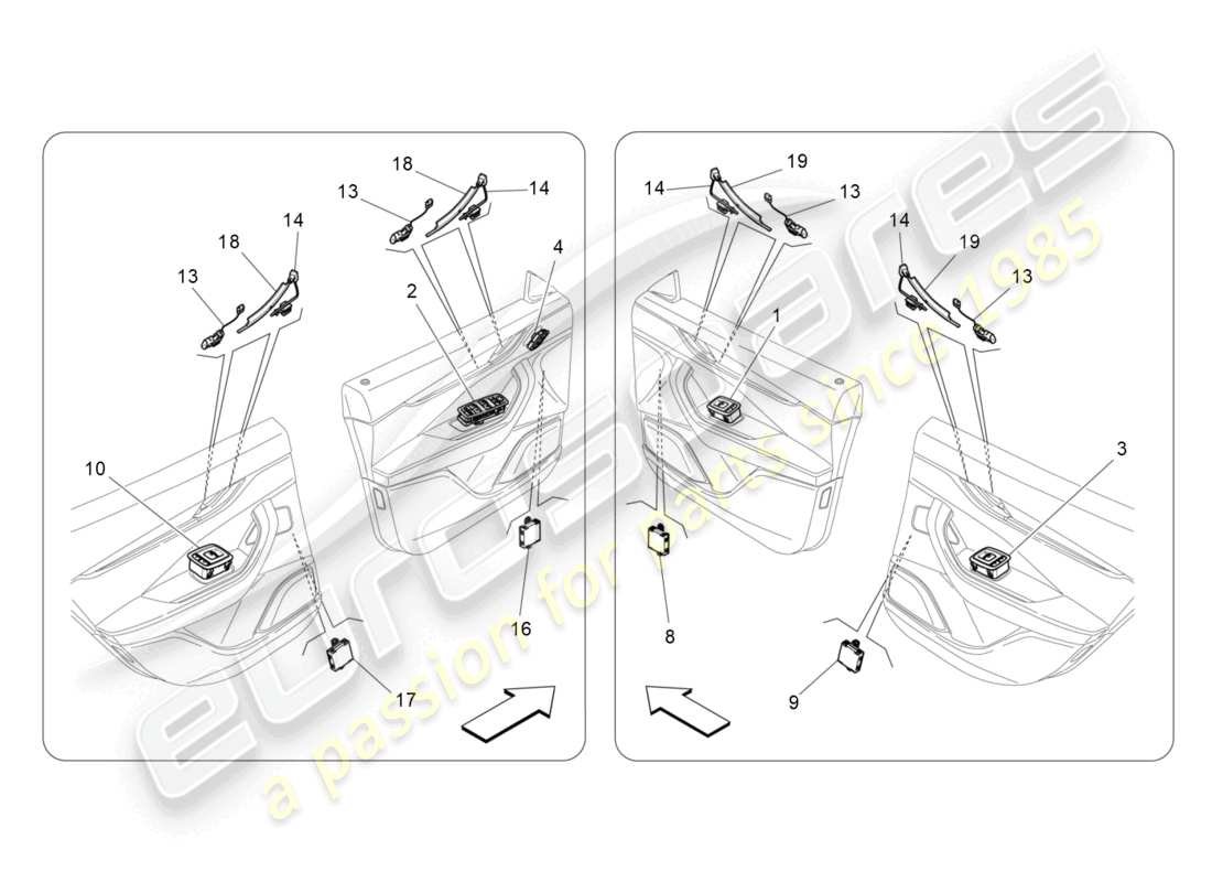 maserati levante zenga (2020) dispositifs de porte schéma des pièces