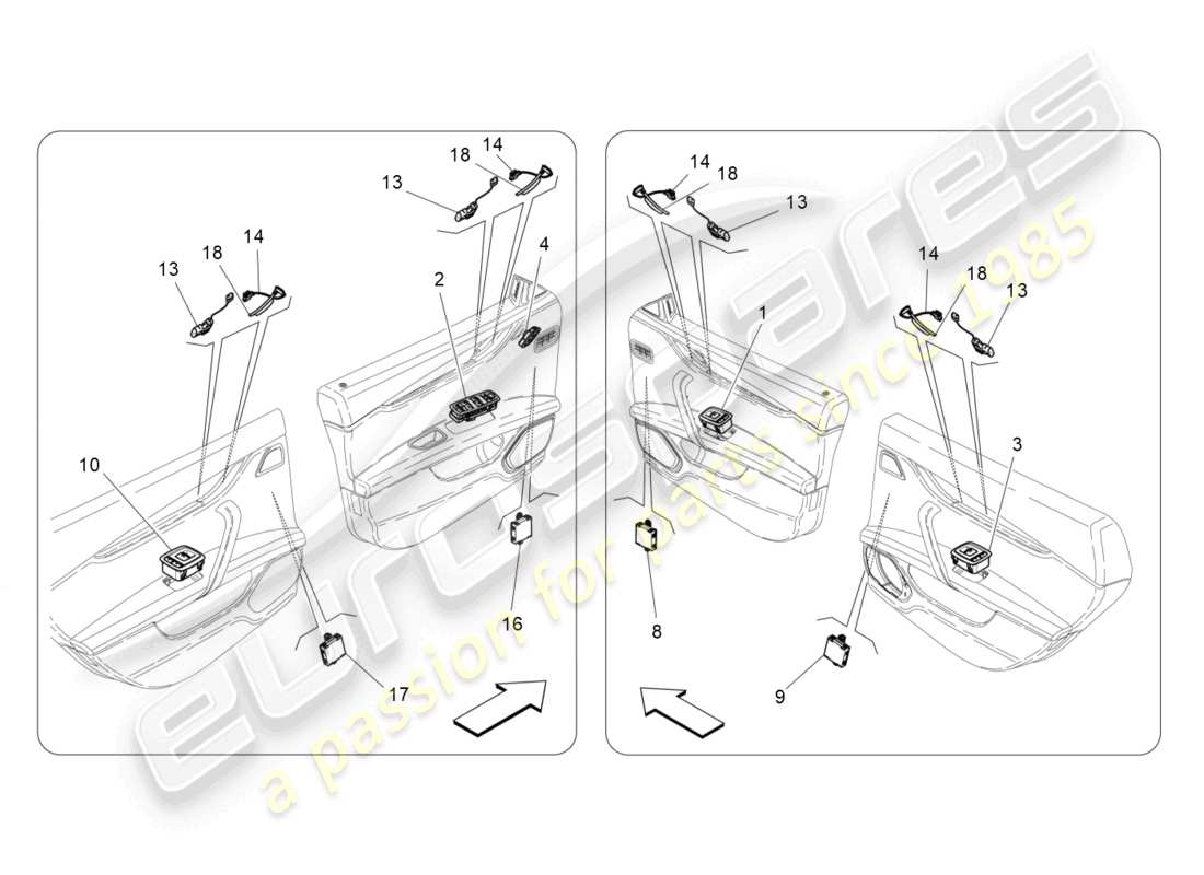 maserati ghibli fragment (2022) dispositifs de porte schéma des pièces