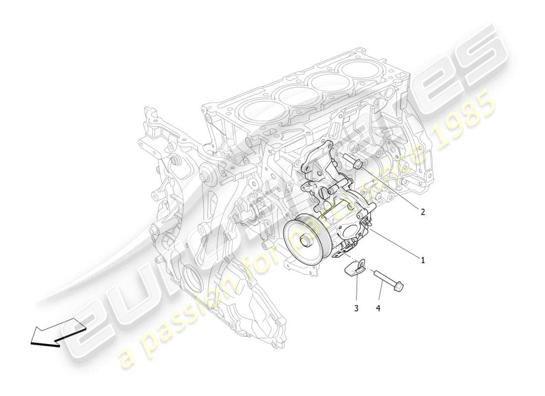 maserati ghibli fragment (2022) système de refroidissement : diagramme de pièces de la pompe à eau