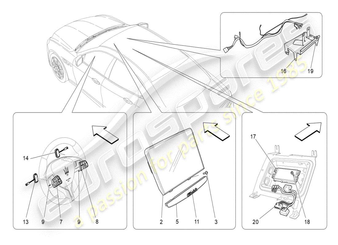 maserati ghibli (2019) diagramme des pièces du système informatique