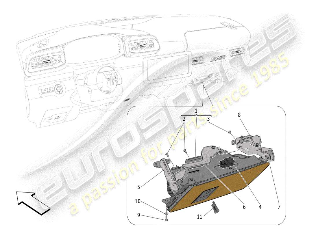 maserati mc20 (2024) diagramme des pièces des boîtes à gants