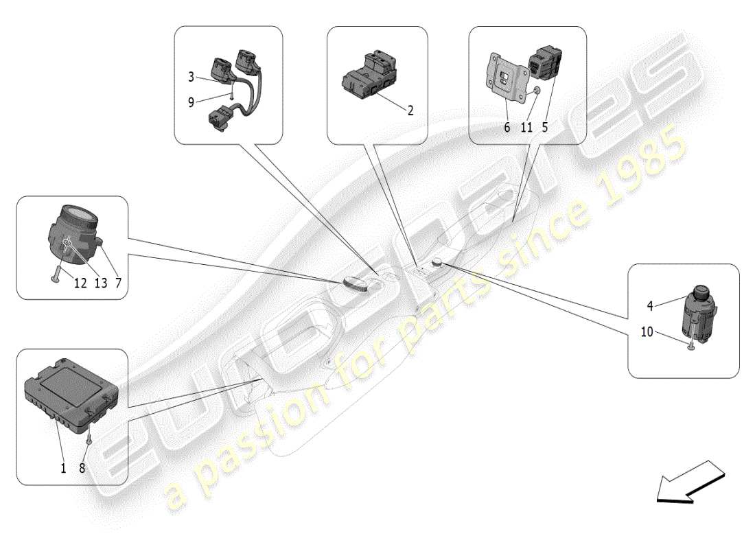 maserati mc20 (2024) appareils de console centrale schéma des pièces