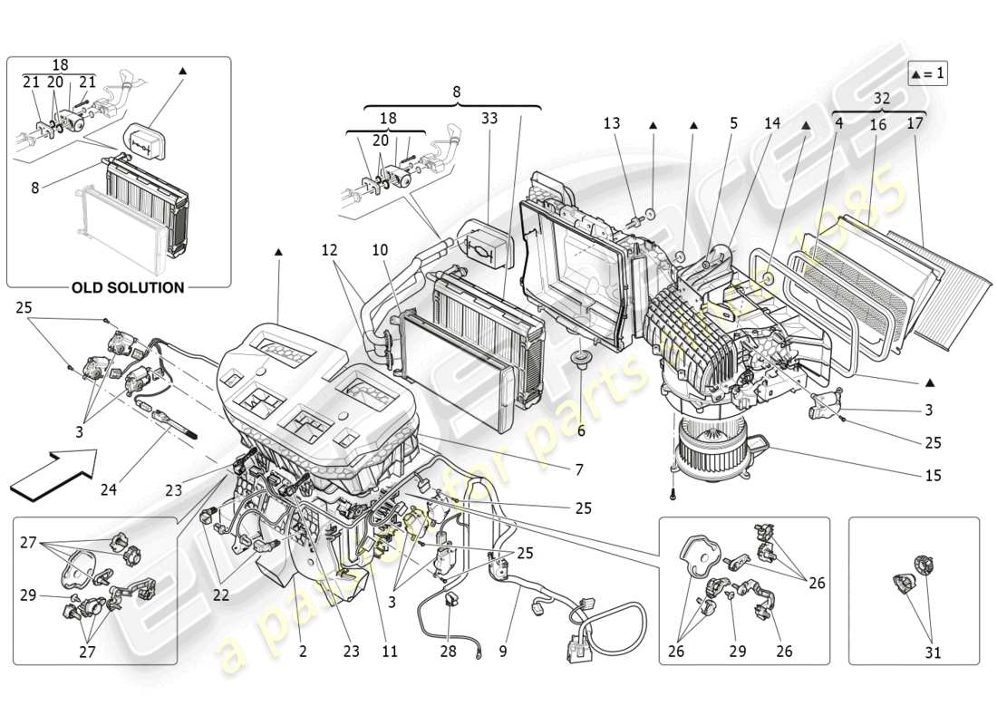 maserati levante (2020) unité de climatisation : appareils du tableau de bord schéma des pièces