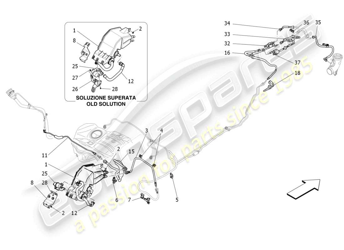 maserati levante modena s (2022) système de recirculation des vapeurs de carburant schéma des pièces