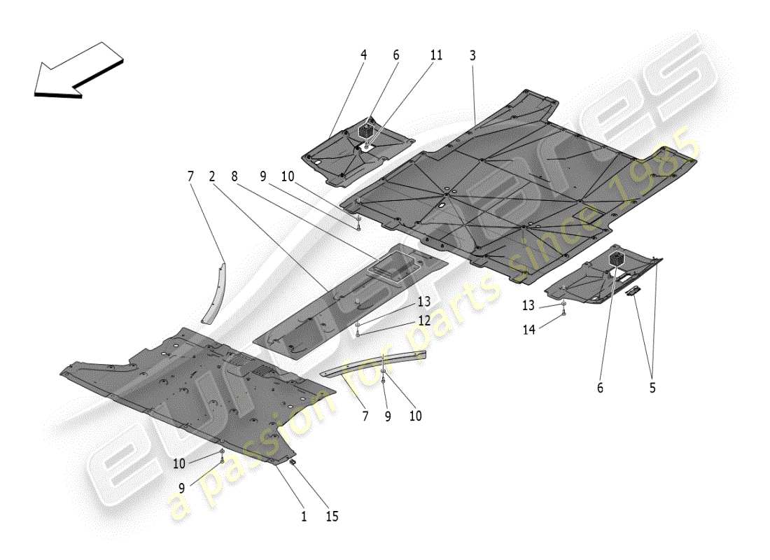 maserati mc20 (2024) protection sous-casse et sous-plancher schéma des pièces