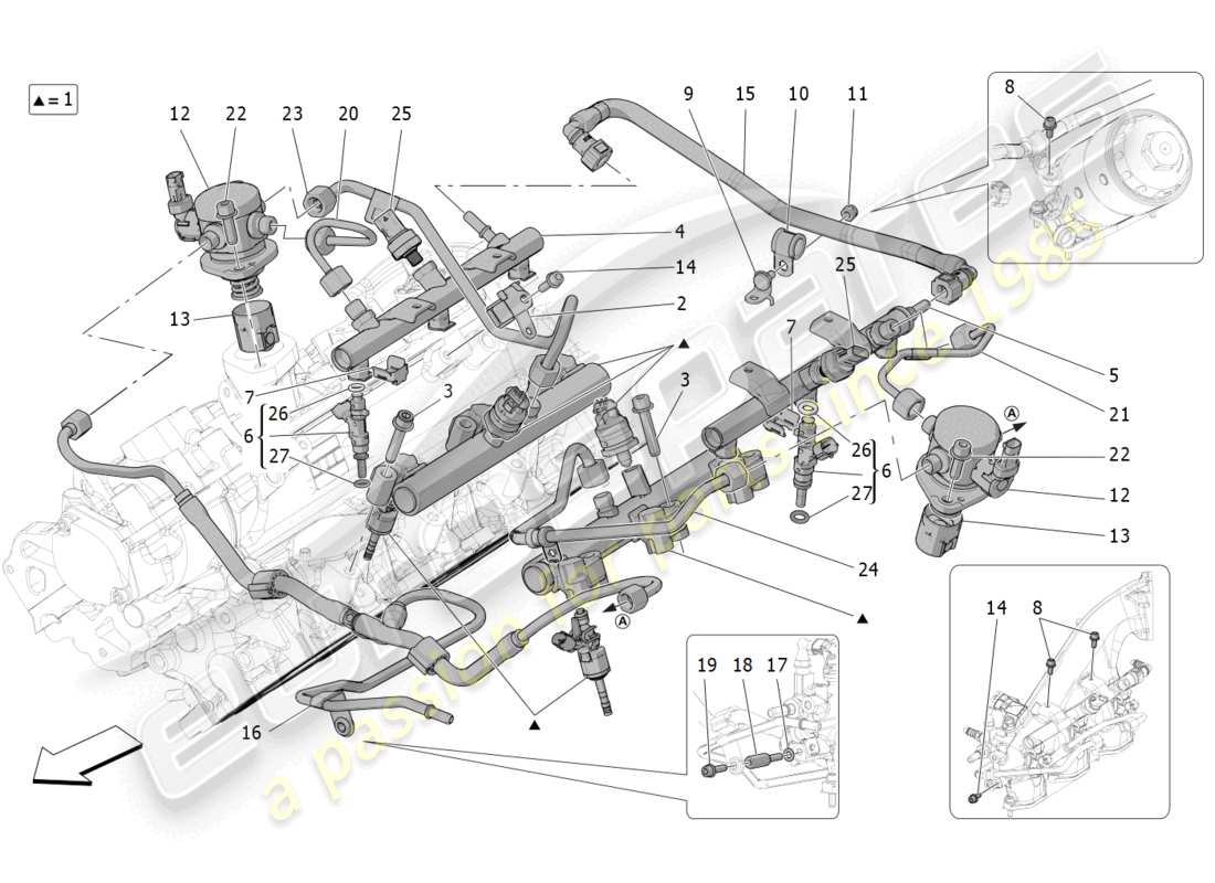 maserati mc20 cielo (2023) schéma des pièces des pompes à carburant et des conduites de connexion