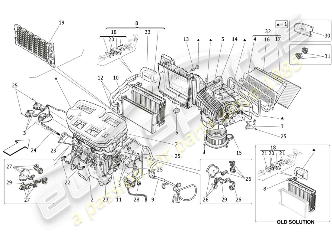 maserati levante (2020) unité de climatisation : appareils du tableau de bord schéma des pièces