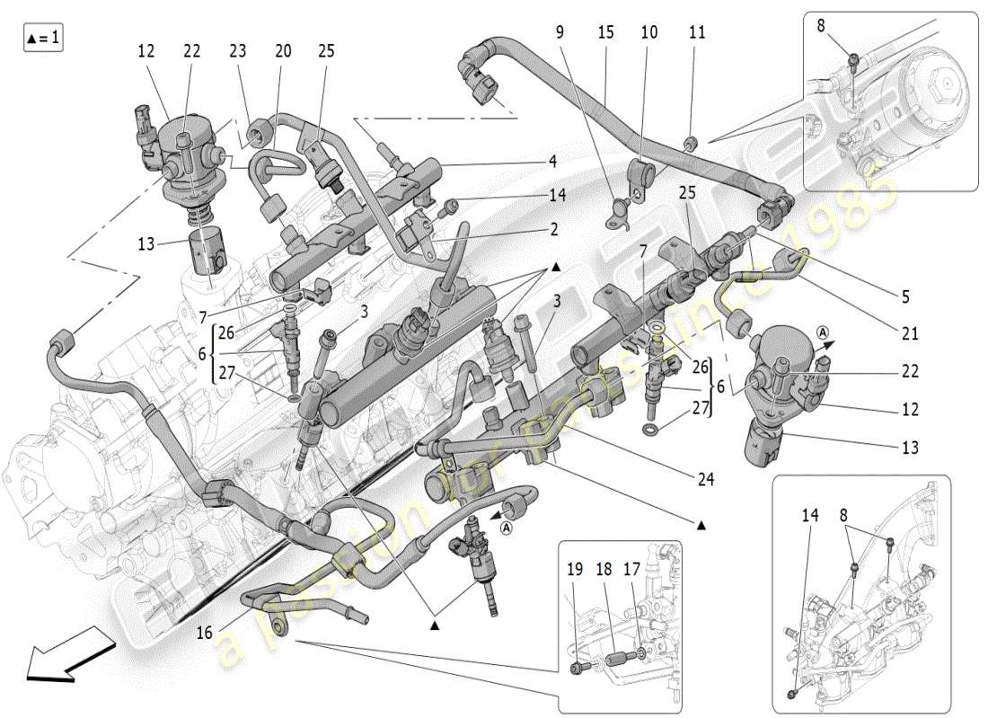 maserati mc20 (2024) pompes à carburant et conduites de connexion schéma des pièces