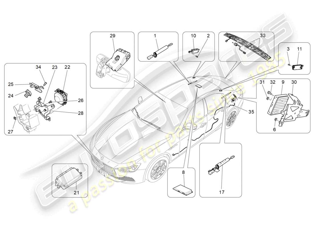 maserati ghibli (2017) diagramme des pièces du système informatique