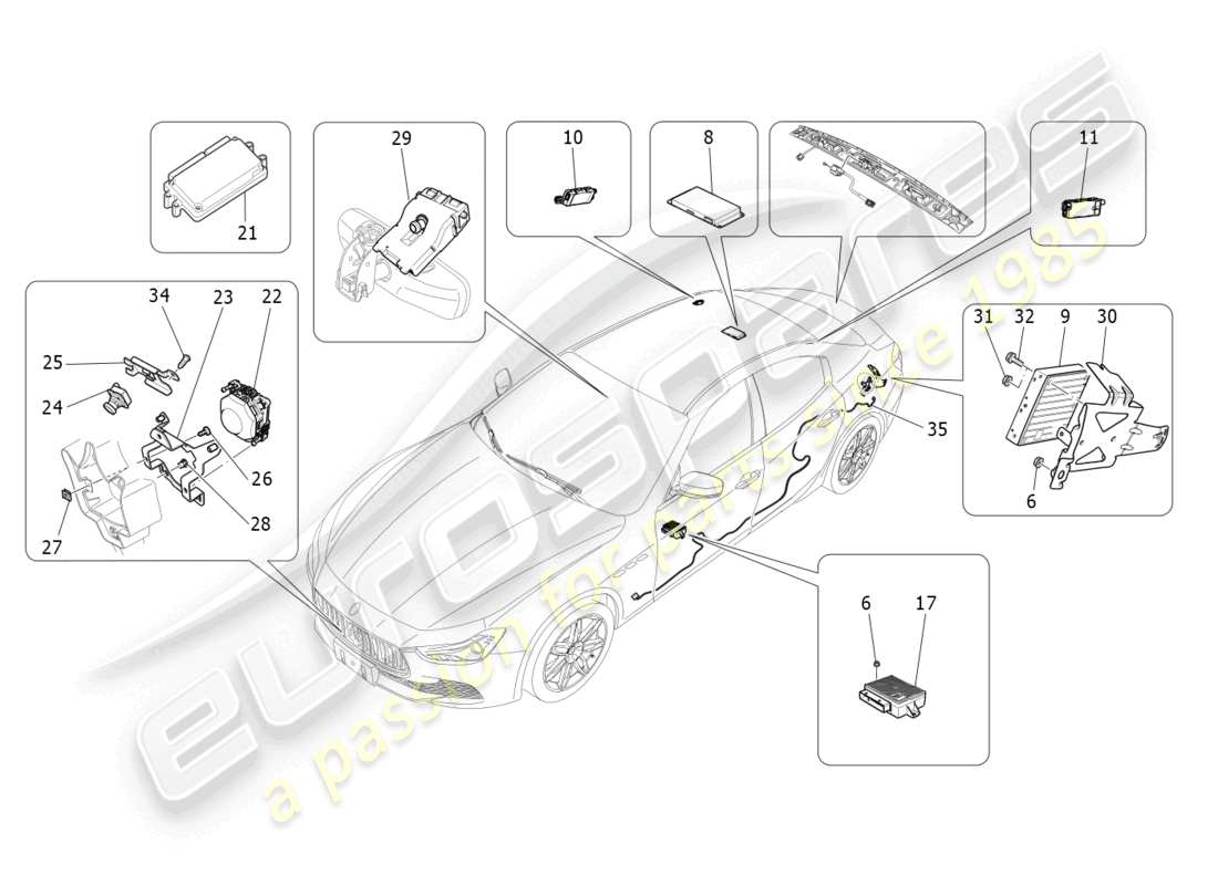 maserati ghibli (2017) diagramme des pièces du système informatique