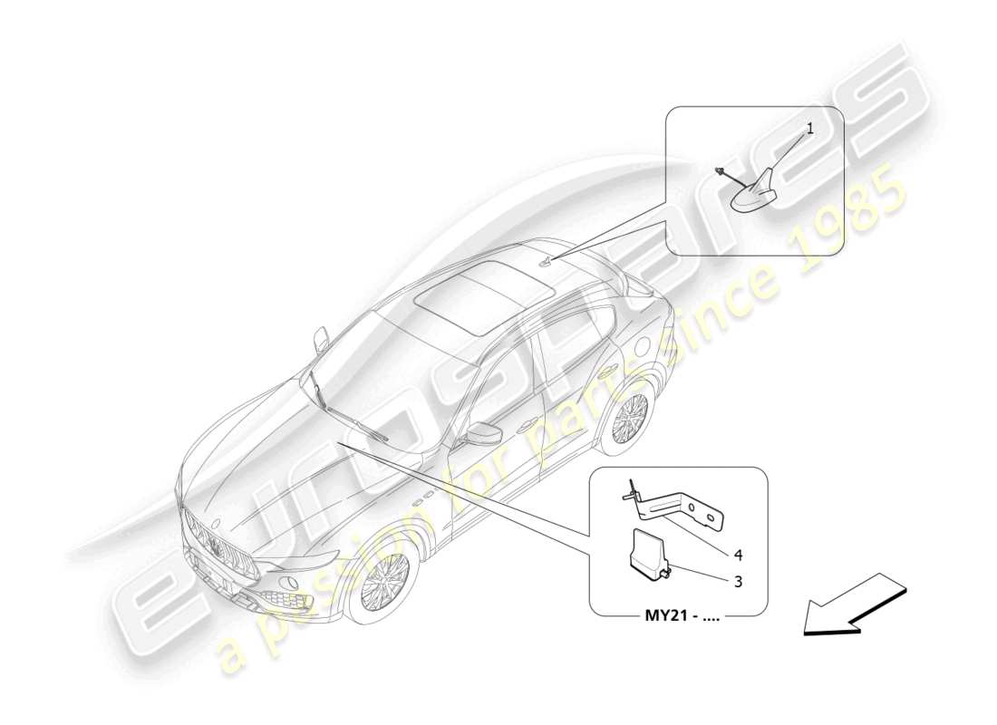 maserati levante gt (2022) système de réception et de connexion schéma des pièces